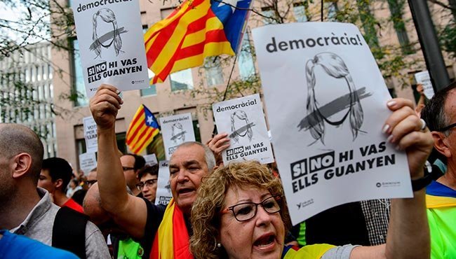 Manifestación a favor de la independencia de Cataluña