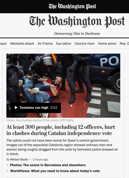 Portada de la prensa estadounidense The Washington Post. 1-10-2017