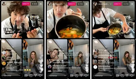 Directo de Jordi Cruz cocinando con Vanesa Romero y David Bustamante. V&iacute;a Instagram.