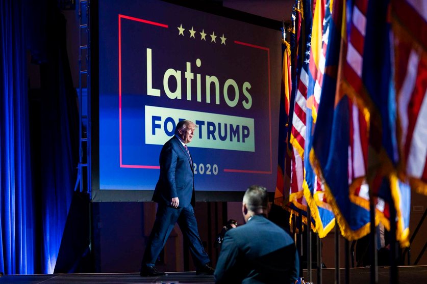 President Donald Trump arrives for a Latinos for Trump Coalition roundtable campaign event at Arizona Grand Resort & Spa in Phoenix,  Monday, Sept. 14, 2020. (Doug Mills/The New York Times)