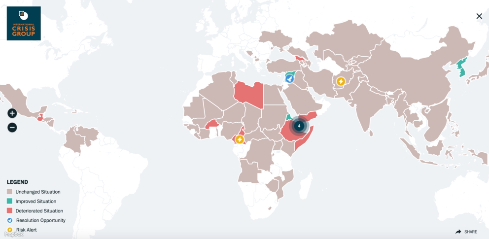 CrisisWatch, global conflict tracker. INTERNATIONAL CRISIS GROUP.