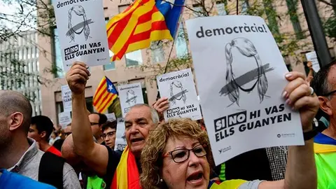 Manifestaci&oacute;n a favor de la independencia de Catalu&ntilde;a