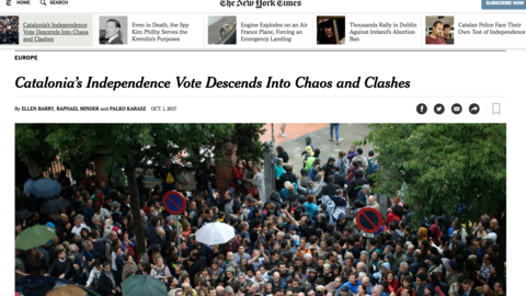 Portada del peri&oacute;dico estadounidense The New York Times, 1 de Octubre.