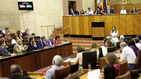 Susana D&iacute;az en la sesi&oacute;n de debate en el Parlamento . Fuente: Parlamento Andaluz
