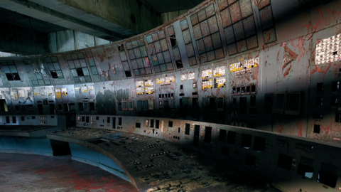 Sala de control del reactor n&ordm; 4 de la central nuclear de Chern&oacute;bil 
