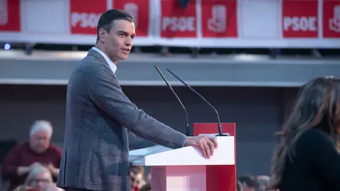 Pedro S&aacute;nchez en un acto de su partido en Alcal&aacute; de Henares. Imagen: Eva Ercolanese