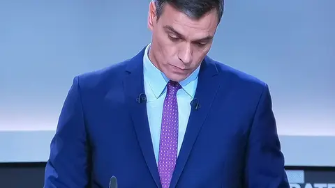 El Presidente en funciones, Pedro S&aacute;nchez, en el debate electoral