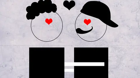 Ilustraci&oacute;n de dos chicos enamorados. Ilustraci&oacute;n: Alejandro Mart&iacute;nez C&oacute;rt&eacute;s
