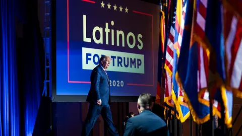 President Donald Trump arrives for a Latinos for Trump Coalition roundtable campaign event at Arizona Grand Resort & Spa in Phoenix,  Monday, Sept. 14, 2020. (Doug Mills/The New York Times)