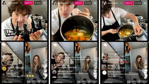 Directo de Jordi Cruz cocinando con Vanesa Romero y David Bustamante. V&iacute;a Instagram.