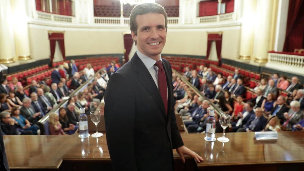 El secretario general del PP Pablo Casado en el Congreso de los Diputados