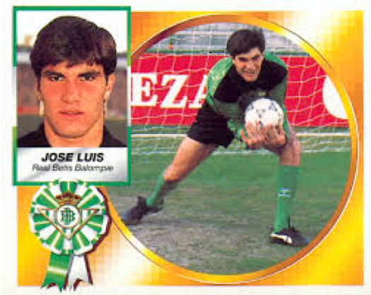 Fotografía de cromo de José Luis como portero del Real Betis Balompié.