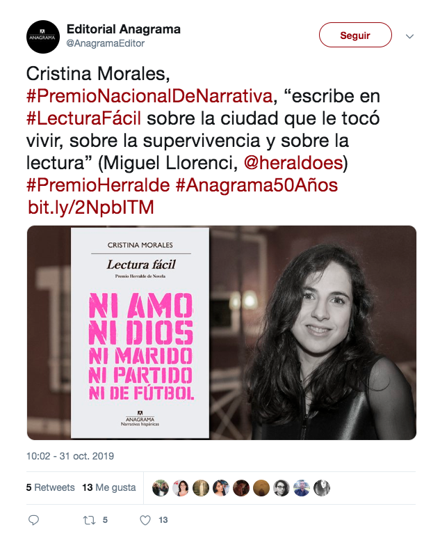 Tweet Editorial Anagrama