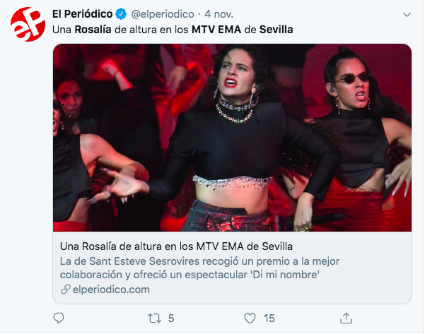 Twitter, Rosalía, MTV