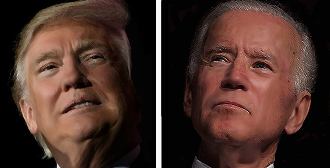 Retratos de Donald Trump y Joe Biden