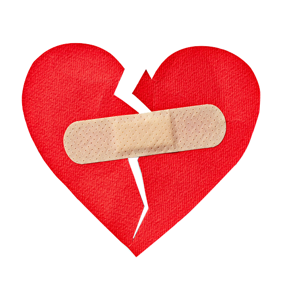Corazón roto con tirita