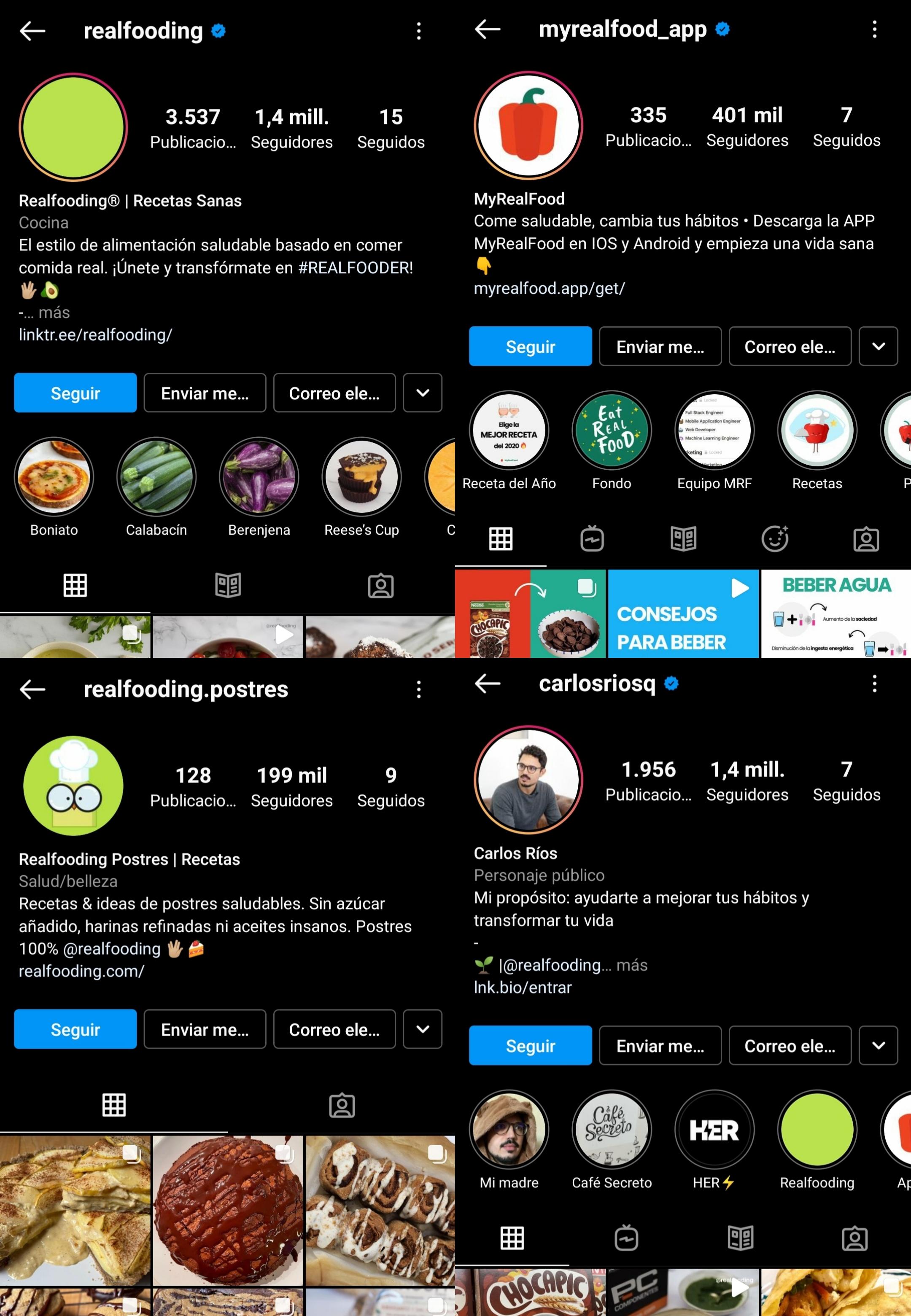 Captura de pantalla de las redes oficiales del movimiento "Realfooding"
