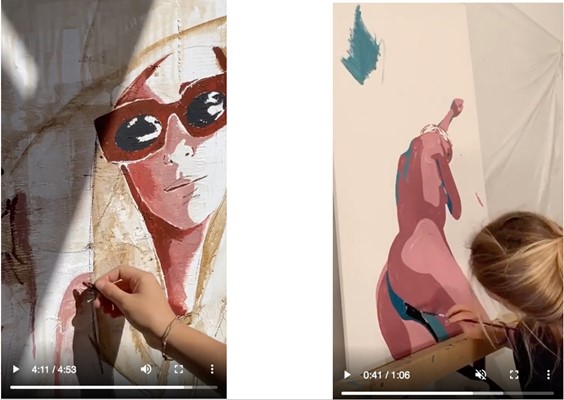 Directos de Carlota Pérez de Castro pintando en cuarentena. Vía Instagram.
