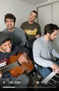 La boyband Unique ensayando en directo durante la cuarentena. Vía Instagram. 1