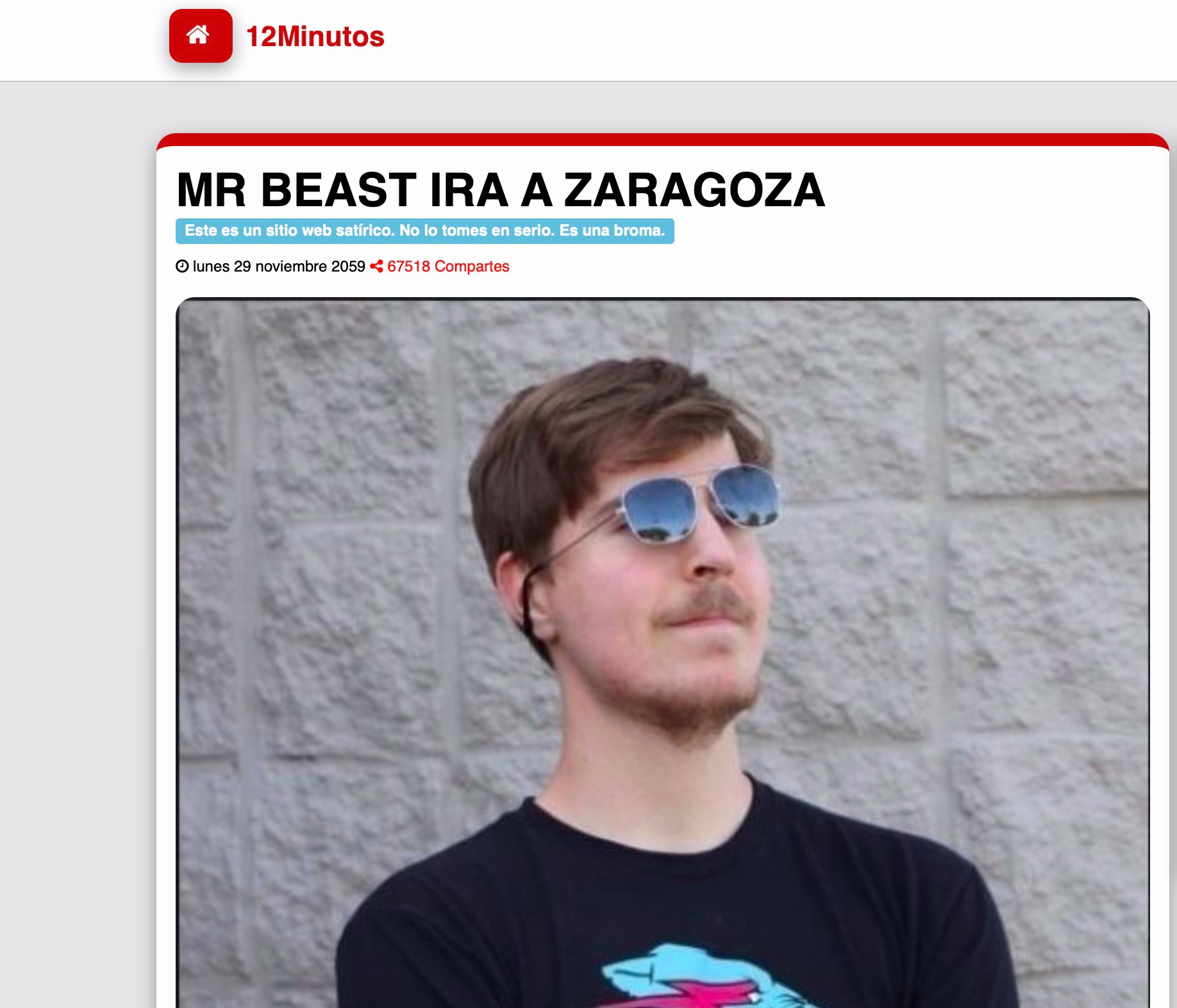 Noticia falsa de la web 12minutos