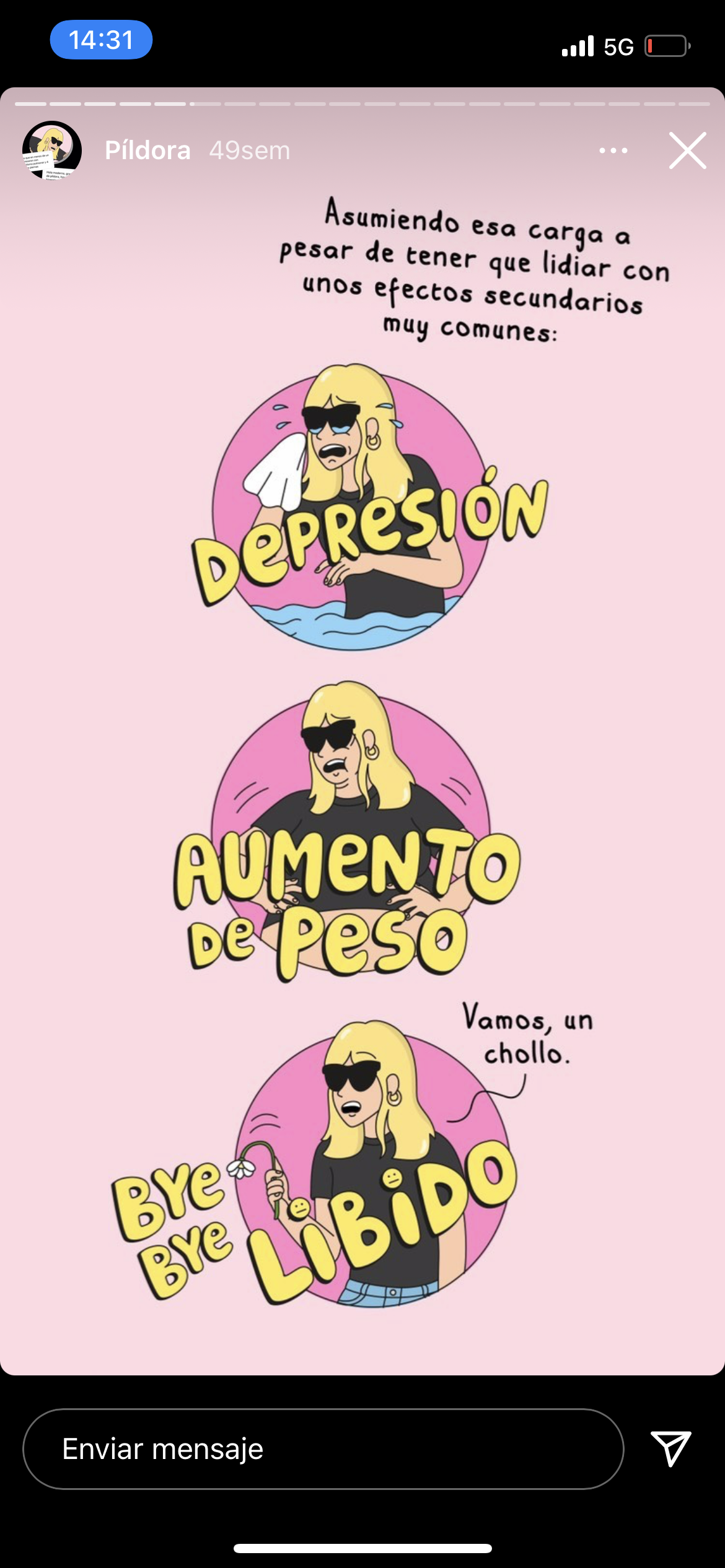 Mitos que circulan en internet sobre la pastilla anticonceptiva. Foto: historia destacada de cuenta de IG @modernadepueblo.