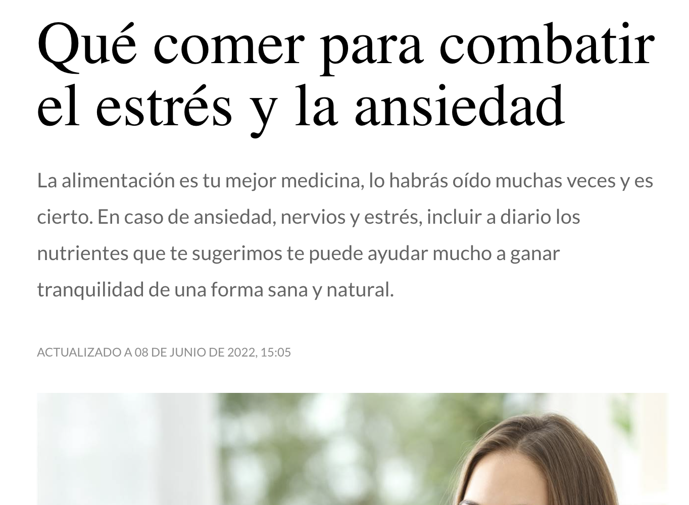 Artículo: Qué comer para combatir el estrés y la ansiedad