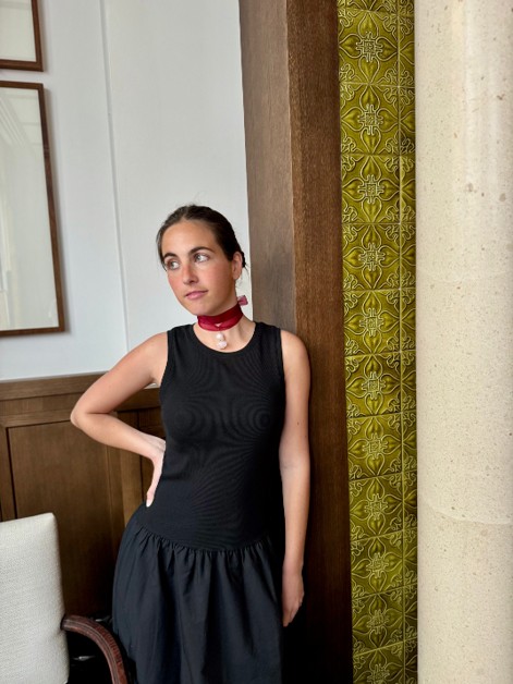 Modelo usando collar de Sausalito. Imagen propia