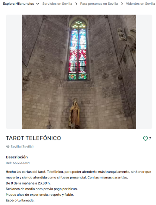 Oferta de lectura de tarot en Milanuncios. Foto_Mario Fernández Vázquez